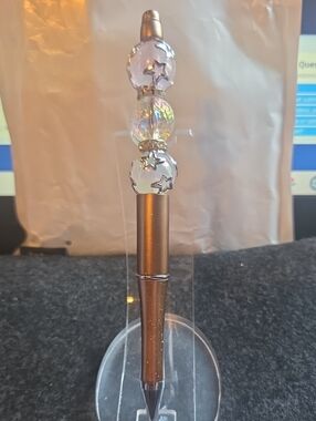 Crystal Bead Decorative Pen in Bronze with Iridescent Accents